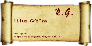 Milus Géza névjegykártya