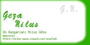 geza milus business card